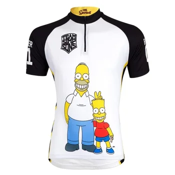 Simpson dviračių džersis vyrams trumpomis rankovėmis Carton spausdinti dviračių marškinėliai Kvėpuojantis retro ciklo dėvėti MTB Kelio dviračiu jojimo apranga 