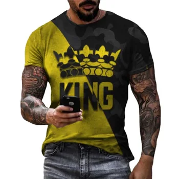 Vasarą naujos mados KARALIUS Karūną 3D marškinėliai Atsitiktinis sportiniai marškinėliai street wear negabaritinių marškinėlius vyrams 