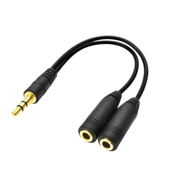 1PC Jack 3.5 mm Audio Kabelis, 3.5 mm Lizdas, Stereo Audio Vyrų ir 2 Moterų Rankų Mic Y Splitter Cable Adapter For iPhone Samsung 