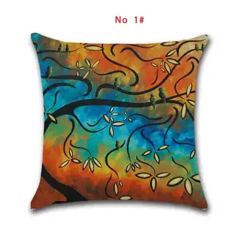45cm*45cm Naftos tapyba medžiai ir paukščiai dizaino lino/medvilnės mesti pagalvių užvalkalus sofos pagalvėlė padengti namų dekoratyvinės pagalvės 