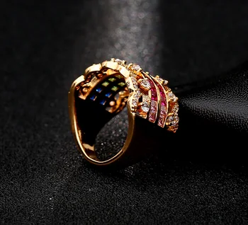 Prabanga AAA Cirkonis Juostos Žiedas Mielas Pavarų Karūna Rainbow Crystal Žiedą, Žavinga Princesė Bague Šalies LGBT Dovana, Papuošalai 1Pc 