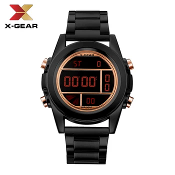 X-GEAR Prekės Vyrų Laikrodžiai Verslo Skaitmeninis Žiūrėti Vyrų Nerūdijančio Plieno Juosta 30M atsparus Vandeniui Data Laikrodžius Relogio Masculino 