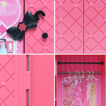1x Rose Princess Lėlių namelio Didelė Spinta-Drabužinė Miegamajame stelažai Barbie Lėlės, Lėlių Priedai Mergina Dovana Žaislas