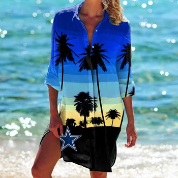 Vasarą Moterys Viršų Sexy V Kaklo Iki Biuras Marškinėliai Bohemijos Paplūdimio Saulės Palaidinė Spausdinti Padengti Marškinėliai Bikini Marškiniai Cardigan Maudymosi Kostiumėlį