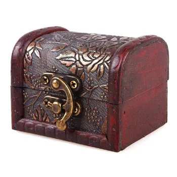 Papuošalų Dėžutė Derliaus Medienos Rankų Darbo Dėžutė Su Mini Metalo Spyna, Skirta Saugoti Papuošalų Lobis Pearl Gražus Ornamentas Apdaila 