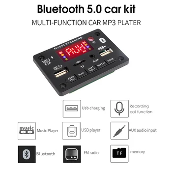 Kebidu 5V (12V MP3 Dekodavimo Valdybos Modulis Bluetooth 5.0 Belaidis Automobilinis USB MP3 Grotuvas TF Kortelės Lizdas, USB FM laisvų Rankų įranga su Mikrofonu 