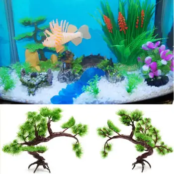 1pc Dirbtinės Plastikinės Bonsai Pušis Bakas Dirbtinis Pušies TreeAquarium Bonsai Ornamentu Žuvų, Augalų Dekoro Akvariumo Reikmenys