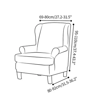 2vnt/Komplektas Geometrinis Rankos Karalius Atgal Kėdė Padengti Elastinga Fotelis Wingback Sparno Sofa-Lova Padengti Ruožas Raštas Vieno 