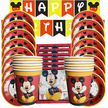 Animacinių filmų Mickey mouse gimtadienio Dekoracijos Vaikams Baby Shower Popieriaus Taurės Tortas Topper Kolbų Apdailos Gimtadienio Džiaugtis 