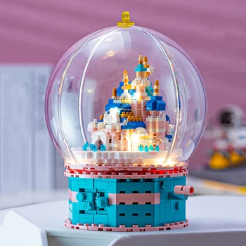 ZRK 7888 Architektūros Pasukti Pilies Rūmuose Crystal Ball Light Mini Diamond Blokų, Plytų Pastatas Žaislas Vaikams, Dovana, ne Lauke