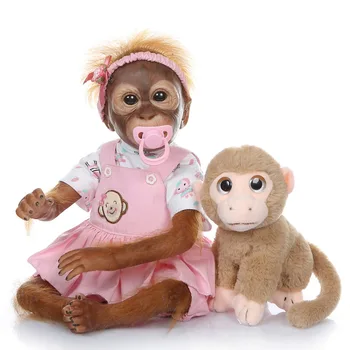 Rankų darbo Atgimsta Beždžionių Labai Minkštas 52cm Rožinė Romper Medvilnės Įstaiga