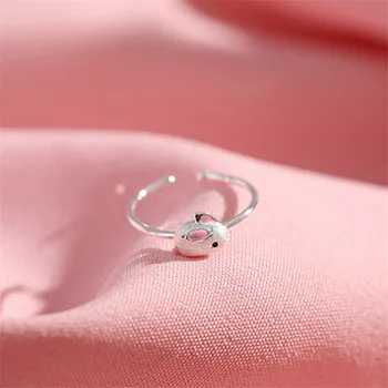 OBEAR Mini Mielas Saldus Velykinis Šviežios Triušienos Sidabro Padengtą Moterų keičiamo dydžio Atidarymo Žiedai 