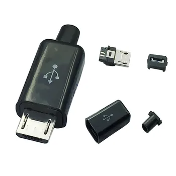 Nemokamas pristatymas 10vnt Micro USB 5PIN Suvirinimo Tipas Male Plug Jungčių Įkroviklis 5P USB Uodega Įkrovimo Lizdas 4 1 Baltas Juodas 