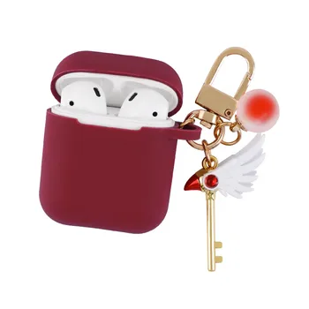 3D Mielas Anime Kortelės Gūstītājs Sakura keychain silikono Belaidžio Įkrovimo minkštas atveju AirPods 2 1 Bluetooth padengti airpods pro 