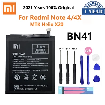 Xiao Mi Telefono Baterija 4100mAh BN41 Note4 Note4X Už Xiaomi Redmi 4 Pastaba / Hongmi Pastaba 4X MTK Gel X20 Mobilusis Telefonas 
