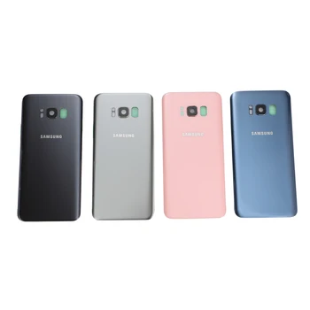 S8+ Baterijos Dangtelį Stiklo Samsung Galaxy S8 G950 G950F G955F S8 Plius Atgal Baterijos Dangtelis Stiklo Korpusas + klijuojamas Lipdukas 