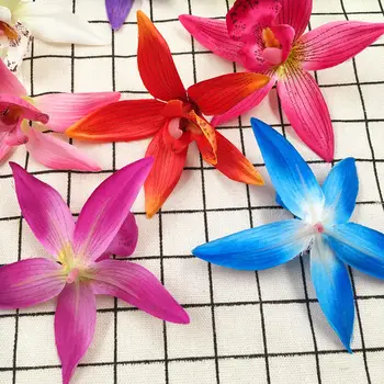 10 VNT./(7.5 cm) dirbtinio šilko drugys orchidėjų žiedų galvučių vestuvių dekoravimas 