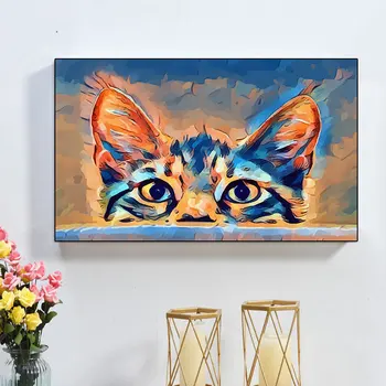QIQING 5D Diamond Tapybos Gyvūnų katė Diamond Siuvinėjimo Spalva aliejaus tapybai Mozaika 