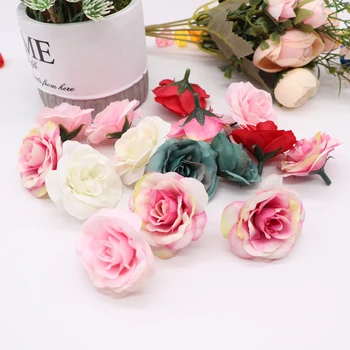 10vnt/daug 4cm mini šilko rožė vadovas dirbtinės gėlės vestuvių namų puošybai 