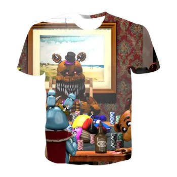 Vasaros marškinėliai Berniukui, Mergina Drabužius Big Bear Klasikinis Žaidimas Anime Freddie Penkias Naktis 3D Spausdinimo Mergina Viršuje FNAF Įdomus Gatvės Kostiumas tees 