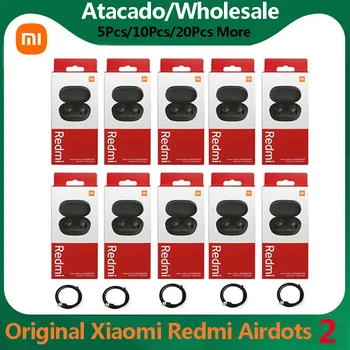 5/20/50pcs Didmeninė Originalus Xiaomi Redmi Airdots 2 Bevielės Ausinės Bluetooth Ai Kontrolės Ausinių Žaidimų Ausinės Nemokamas Pristatymas 