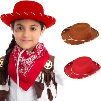 Vaikų Raudoną audeklą Kaubojaus Skrybėlę Vakarų Šalies Cowgirl Skrybėlę Prop Dress-up Sombrero Kepurė Berniukams ir Mergaitėms, Saulės, Skrybėlę Atostogų Kostiumas